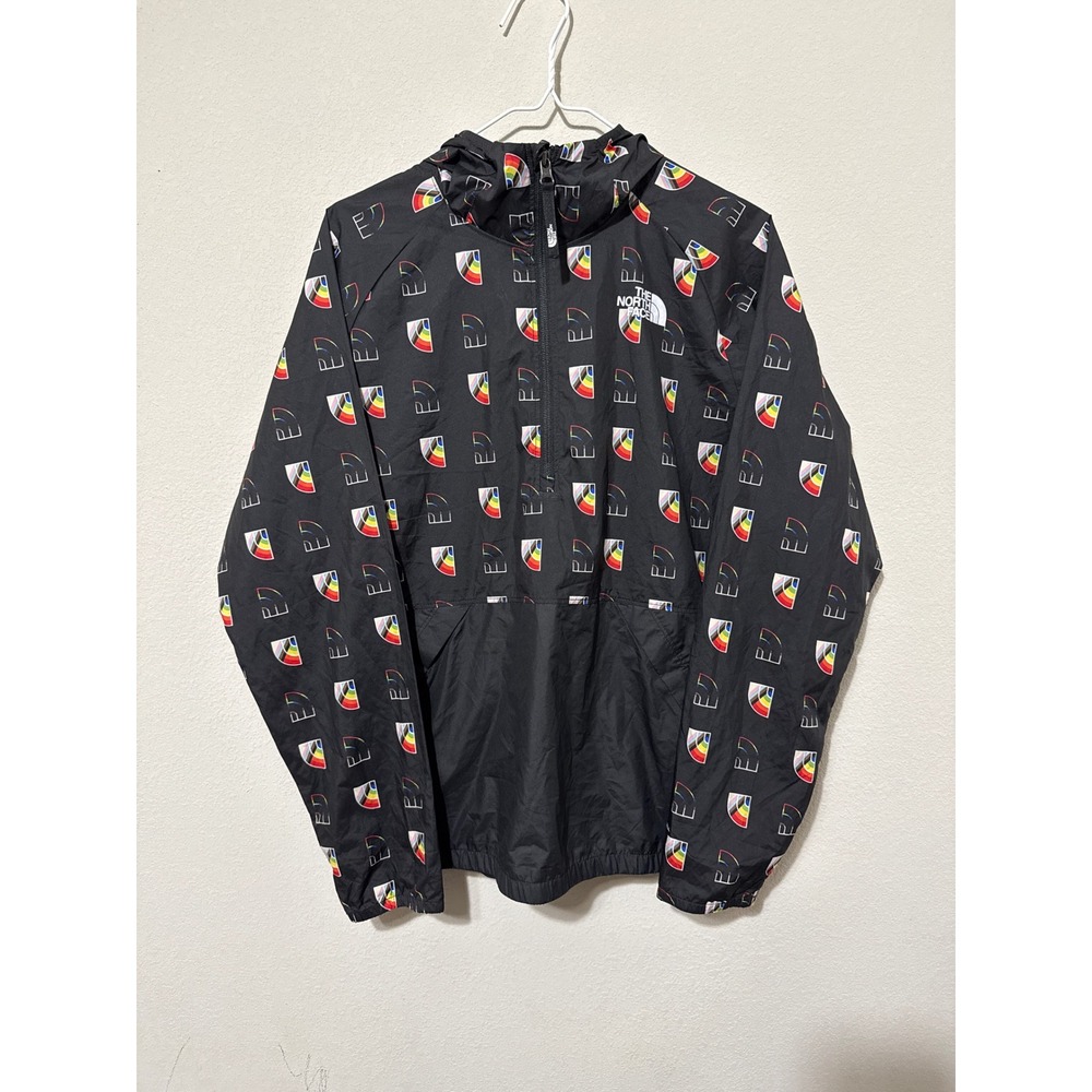 The North Face Black Windbreaker Anorak Youth XL Rainbow Windwall Hooded Outdoor